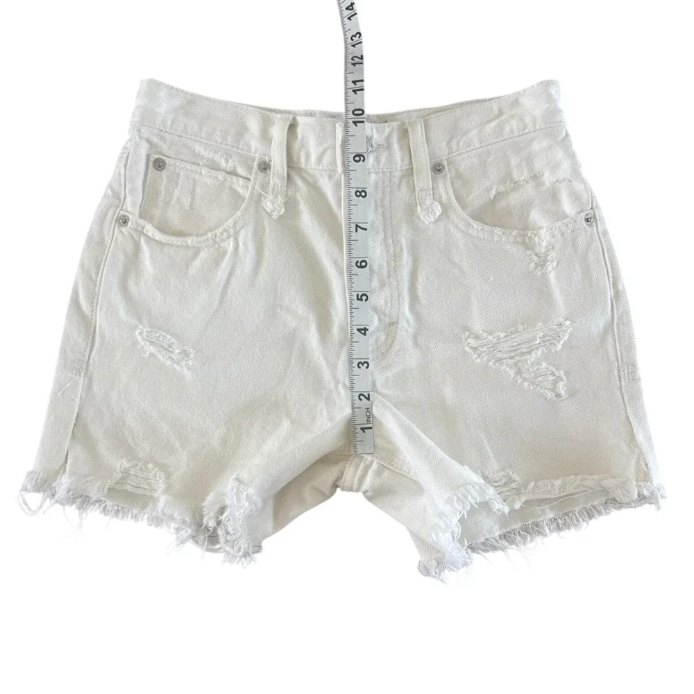 We the Free People Makai Cutoff Denim Shorts Ivory White 24 Boho Retro 90s NWOT